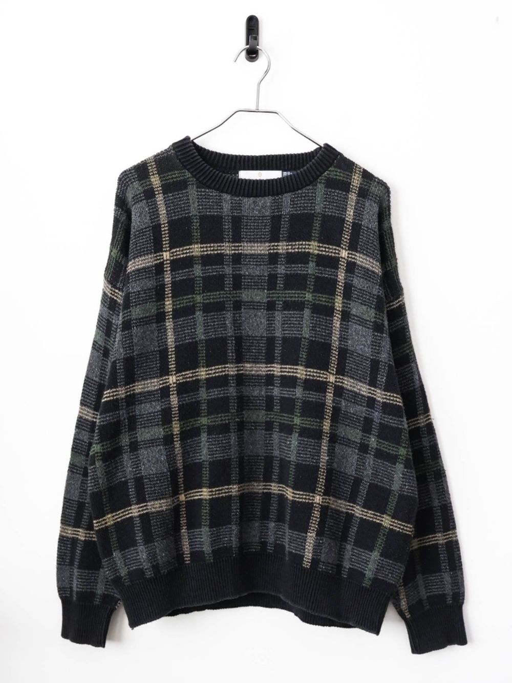 Awesome Vintage Y2K Bill Blass Heavy Knitted Plaid Grandpa Sweater Made In USA